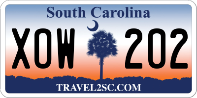 SC license plate XOW202
