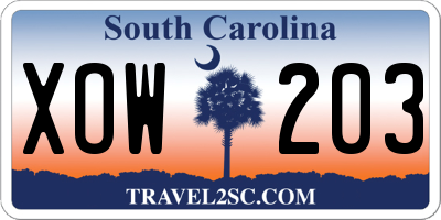SC license plate XOW203