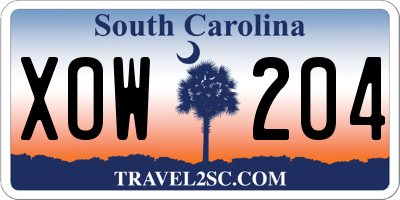 SC license plate XOW204