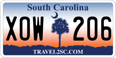 SC license plate XOW206
