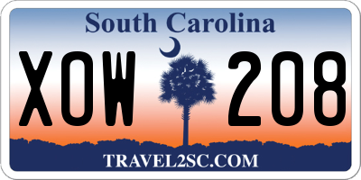 SC license plate XOW208