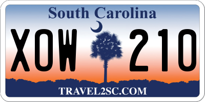 SC license plate XOW210