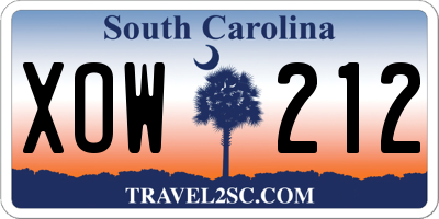 SC license plate XOW212