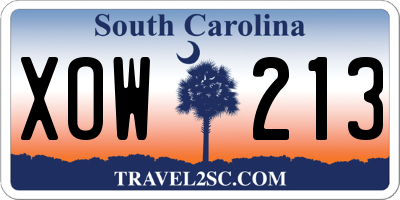 SC license plate XOW213