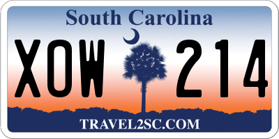 SC license plate XOW214