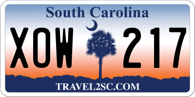 SC license plate XOW217