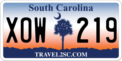 SC license plate XOW219