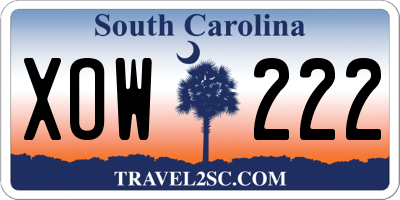 SC license plate XOW222