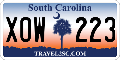 SC license plate XOW223