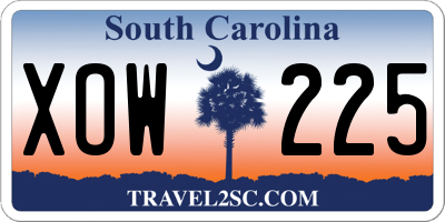 SC license plate XOW225