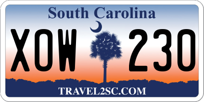 SC license plate XOW230