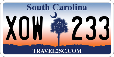 SC license plate XOW233
