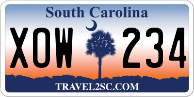 SC license plate XOW234