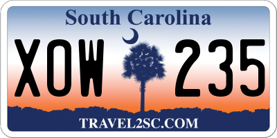 SC license plate XOW235