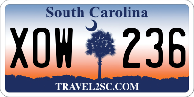 SC license plate XOW236