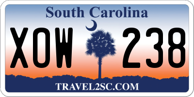 SC license plate XOW238