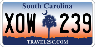SC license plate XOW239