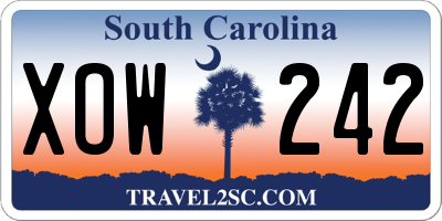 SC license plate XOW242