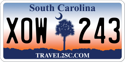 SC license plate XOW243