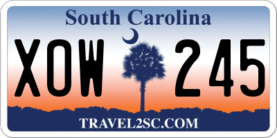 SC license plate XOW245