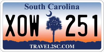 SC license plate XOW251