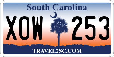 SC license plate XOW253