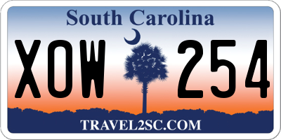 SC license plate XOW254