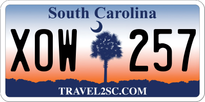 SC license plate XOW257