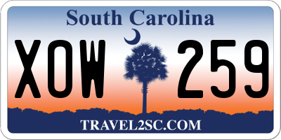 SC license plate XOW259
