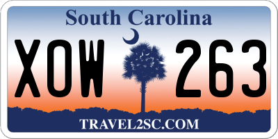 SC license plate XOW263