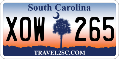 SC license plate XOW265