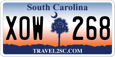 SC license plate XOW268
