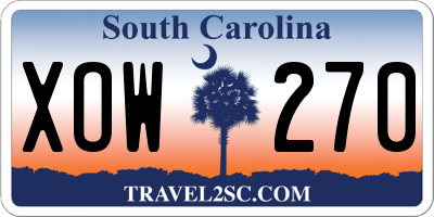 SC license plate XOW270