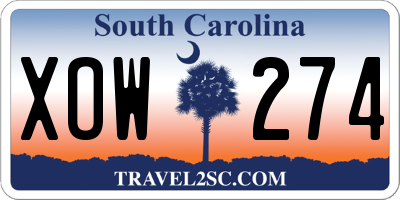 SC license plate XOW274