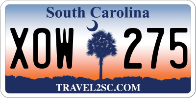 SC license plate XOW275
