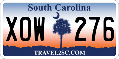 SC license plate XOW276