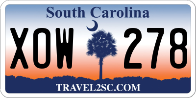SC license plate XOW278