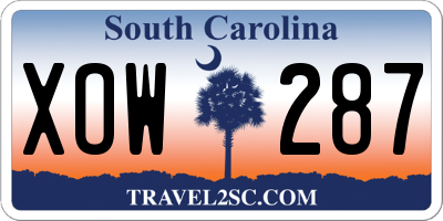SC license plate XOW287