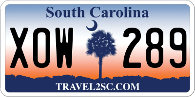 SC license plate XOW289