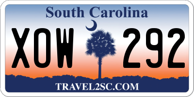 SC license plate XOW292