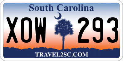 SC license plate XOW293