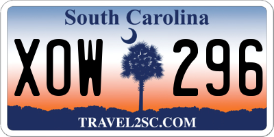 SC license plate XOW296