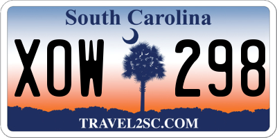SC license plate XOW298