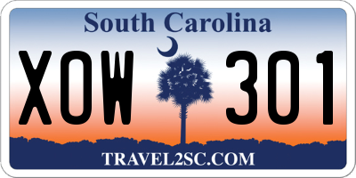 SC license plate XOW301