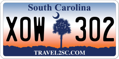 SC license plate XOW302