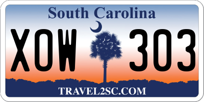 SC license plate XOW303