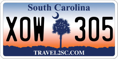 SC license plate XOW305