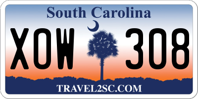 SC license plate XOW308