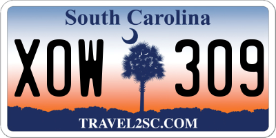 SC license plate XOW309