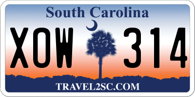 SC license plate XOW314